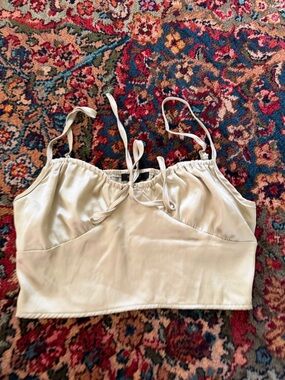 Forever 21 light green Satin crop top